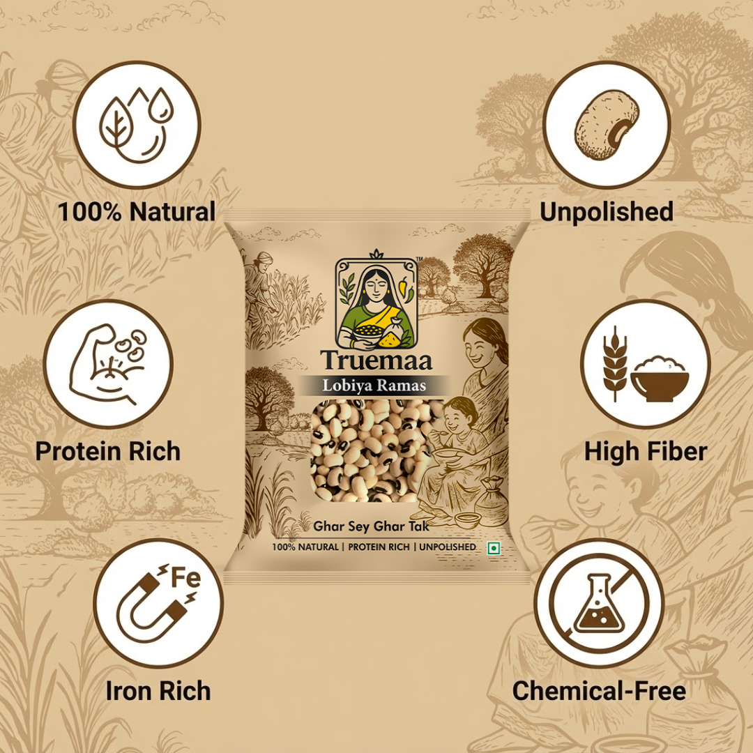 Truemaa Unpolished Lobiya Ramas 1kg - Image 4