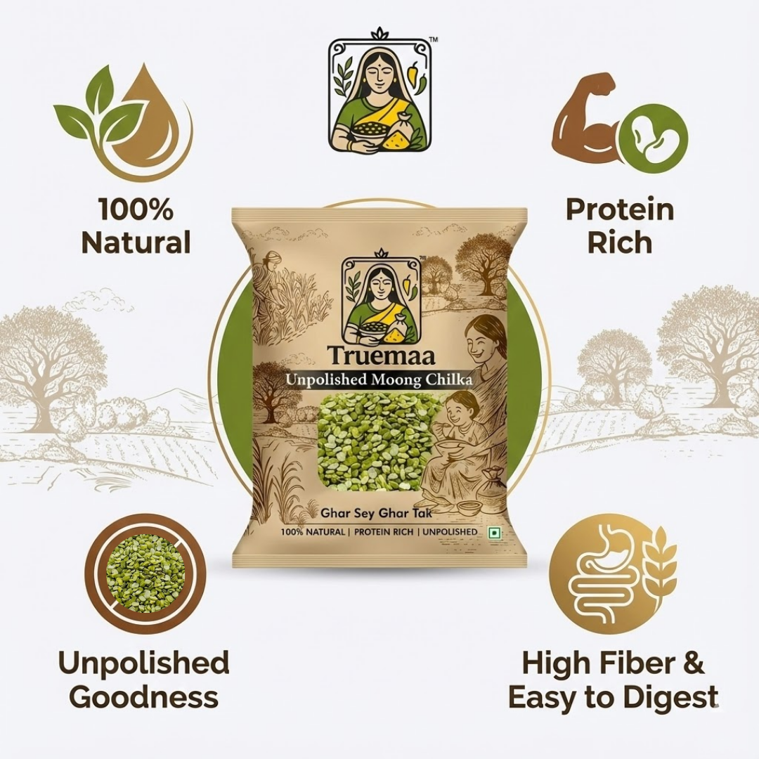 Truemaa Premium Moong Chilka (Unpolished) – 1kg - Image 2